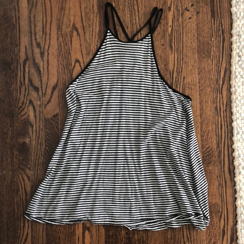 hollister high neck strappy stripe tank